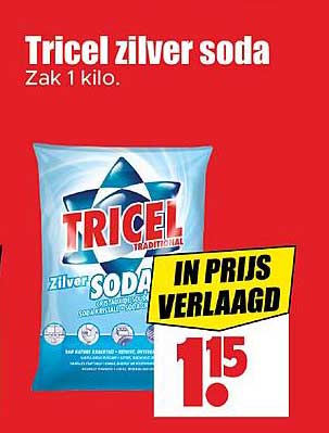 Tricel zilver soda Zak 1 kilo.