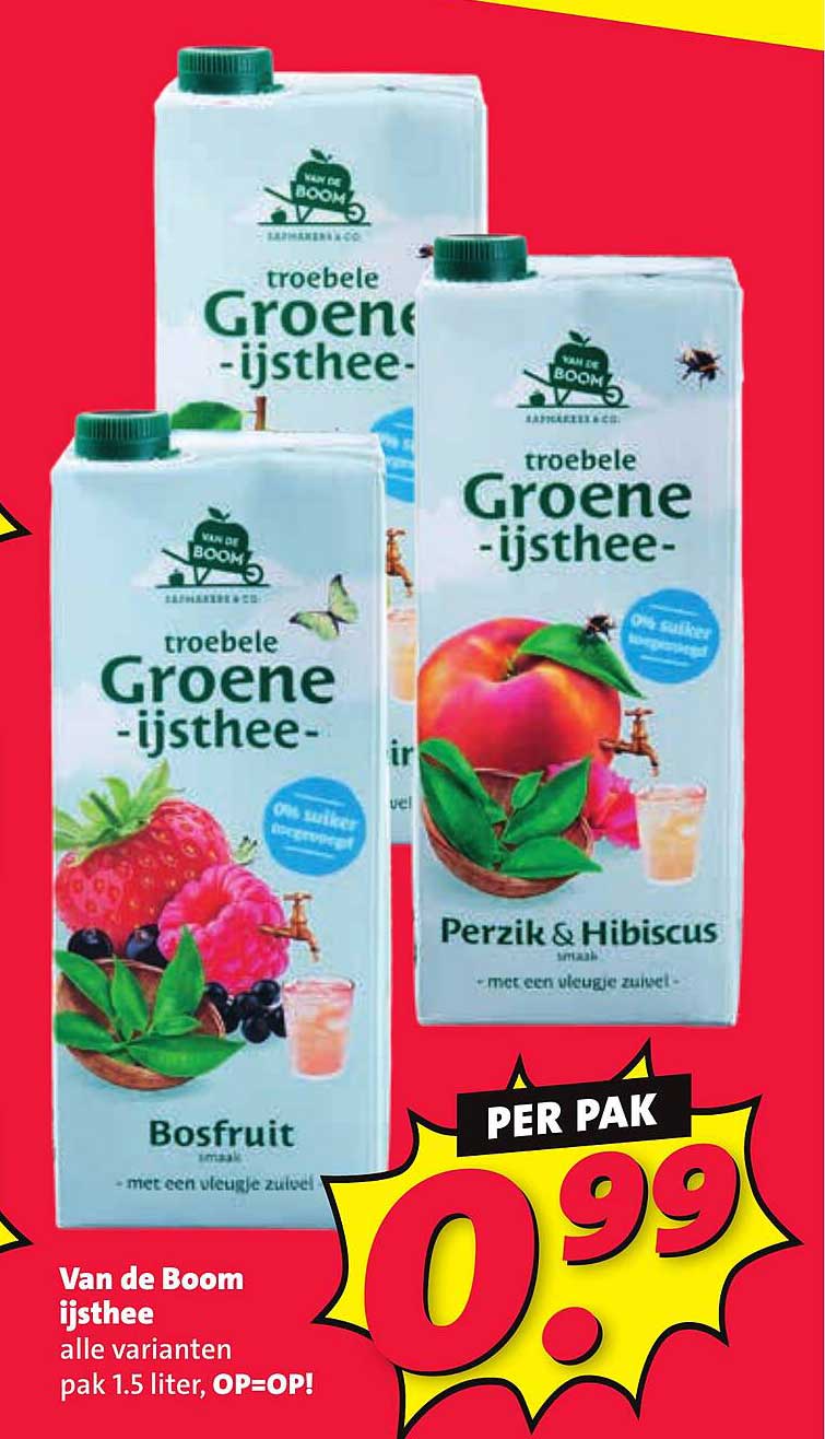 Van de Boom ijsthee alle varianten pak 1.5 liter, OP=OP!