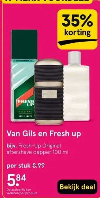Van Gils en Fresh up bijv. Fresh-Up Original aftershave deppper 100 ml