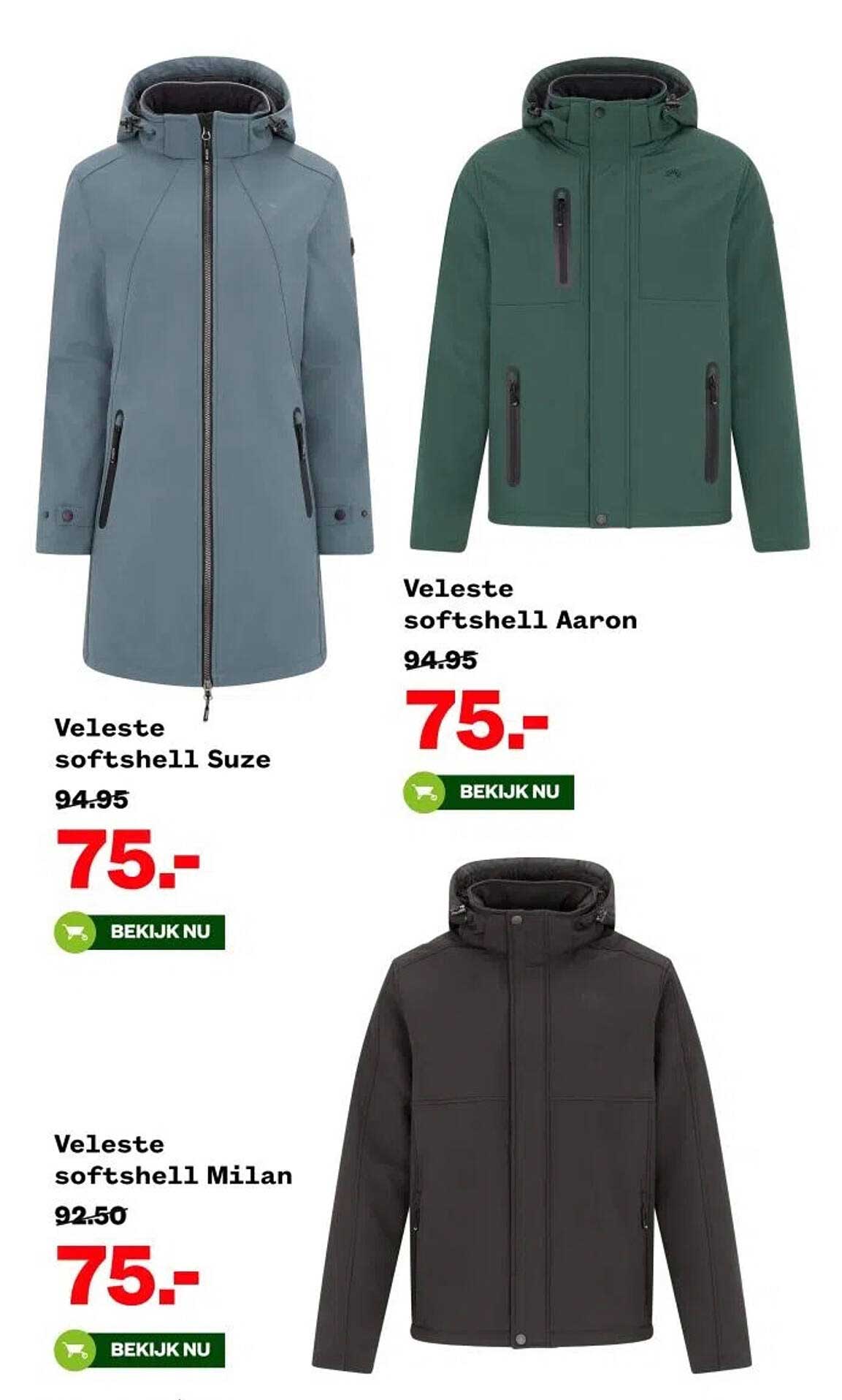 Veleste softshell Suze, Veleste softshell Aaron, Veleste softshell Milan