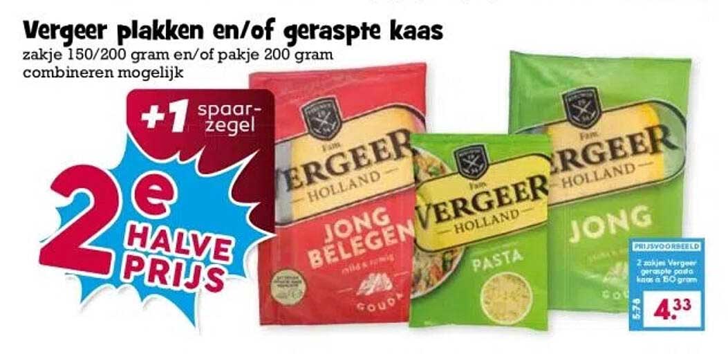 Vergeer plakken en/of geraspte kaas