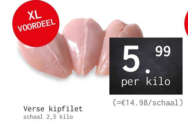 Verse kipfilet schaal 2,5 kilo