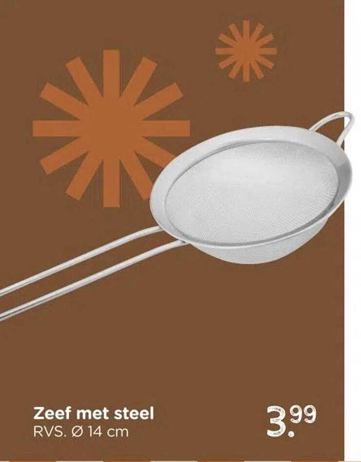 Zeef met steel RVS. Ø 14 cm