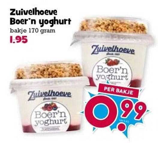 Zuivelhoeve Boer'n yoghurt bakje 170 gram