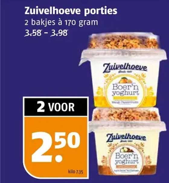 Zuivelhoeve porties 2 bakjes à 170 gram