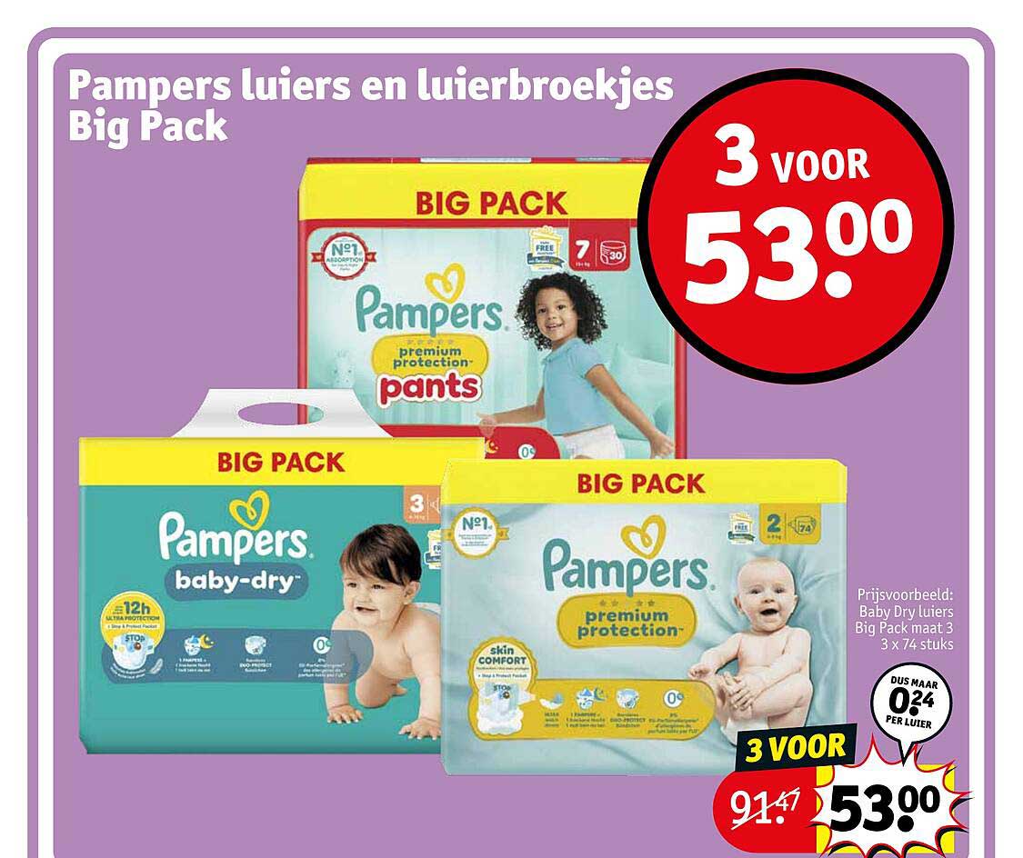 Pampers Luiers En Luierbroekjes Big Pack Aanbieding bij Kruidvat