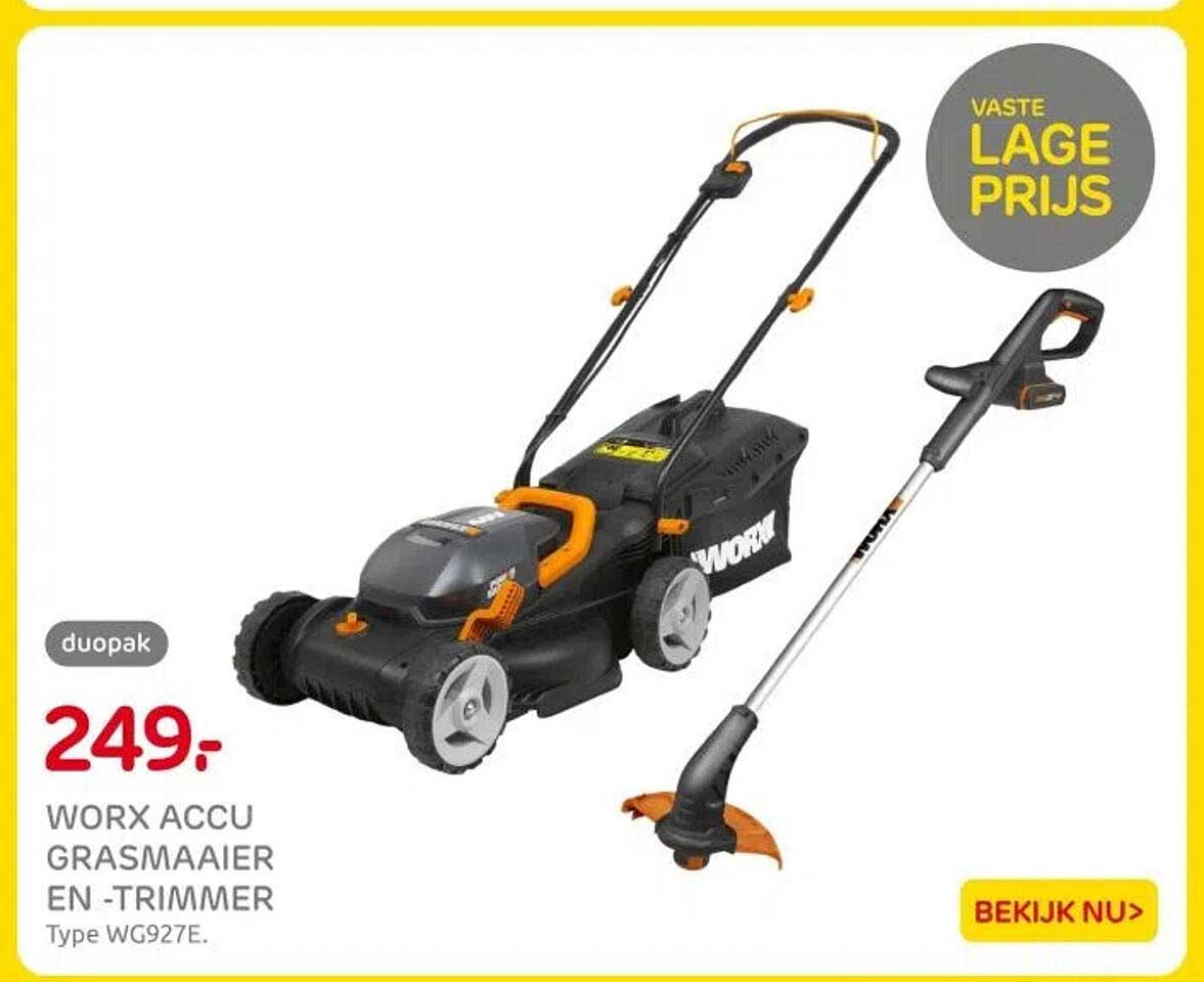 WORX ACCU GRASMAAIER EN -TRIMMER Type WG927E.