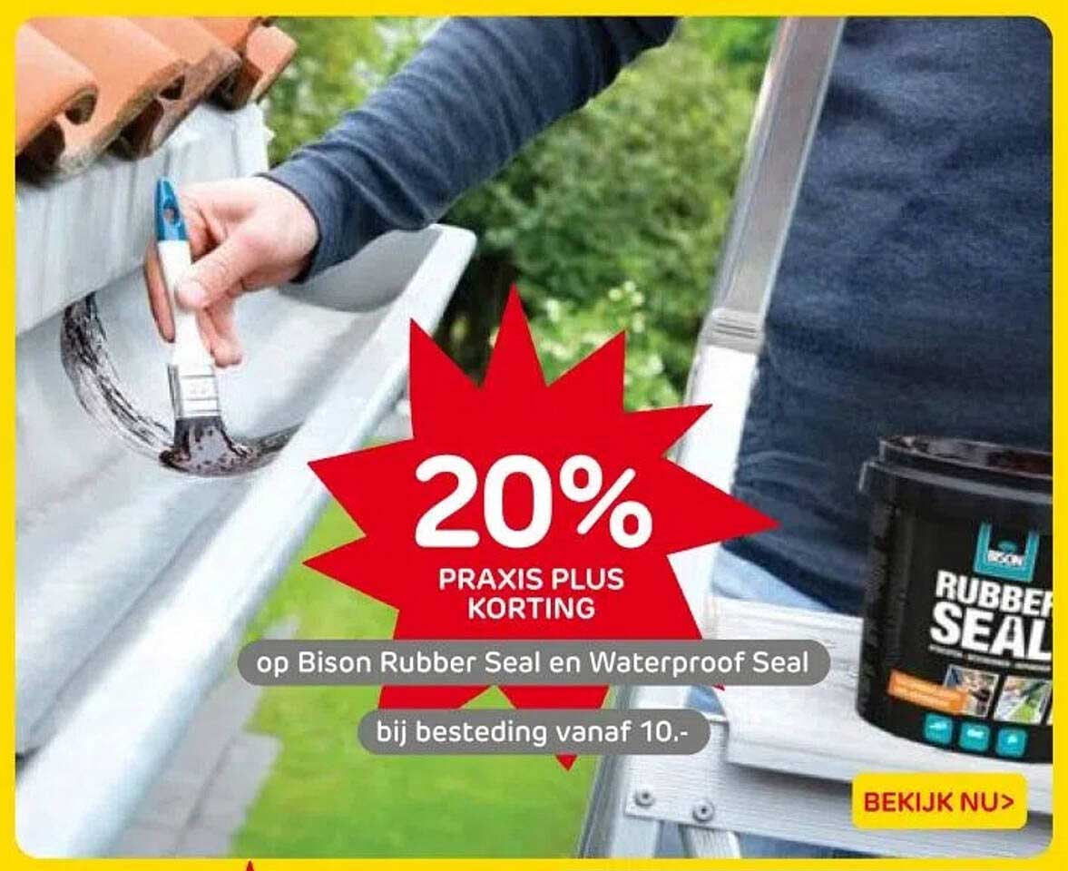 20% PRAXIS PLUS KORTING op Bison Rubber Seal en Waterproof Seal bij besteding vanaf 10.-