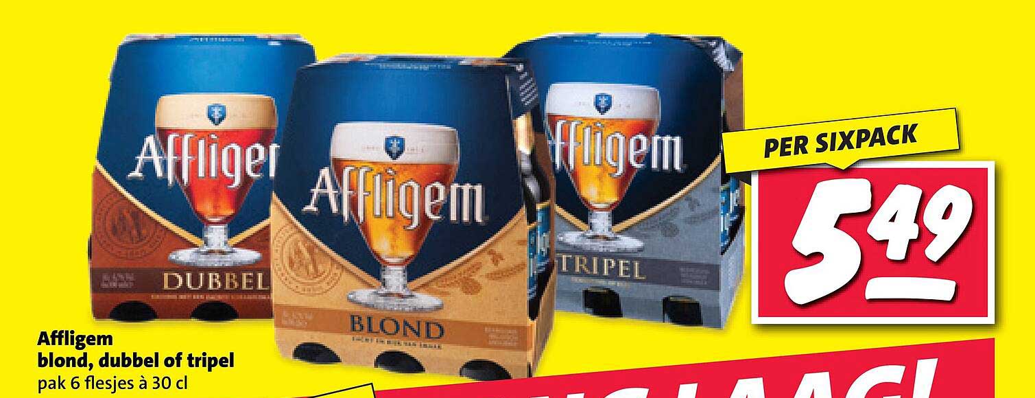 Affligem blond, dubbel of tripel pak 6 flesjes à 30 cl