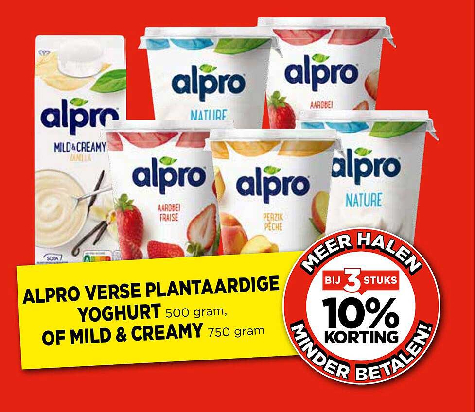 ALPRO VERSE PLANTAARDIGE YOGHURT 500 GRAM, OF MILD & CREAMY 750 GRAM