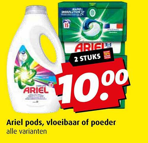 Ariel pods, vloeibaar of poeder
