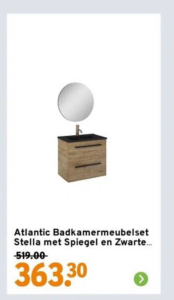 Atlantic Badkamermeubelset Stella met Spiegel en Zwarte...