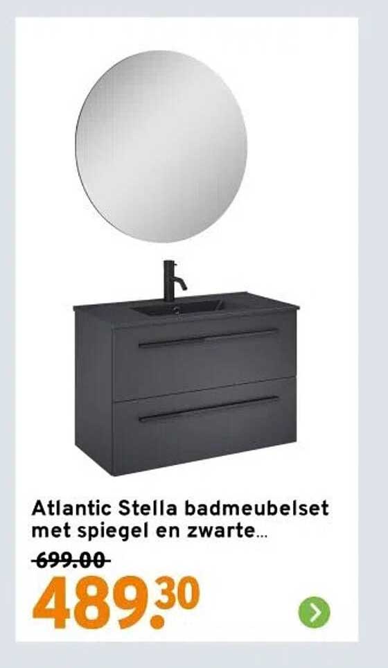 Atlantic Stella badmeubelset met spiegel en zwarte...