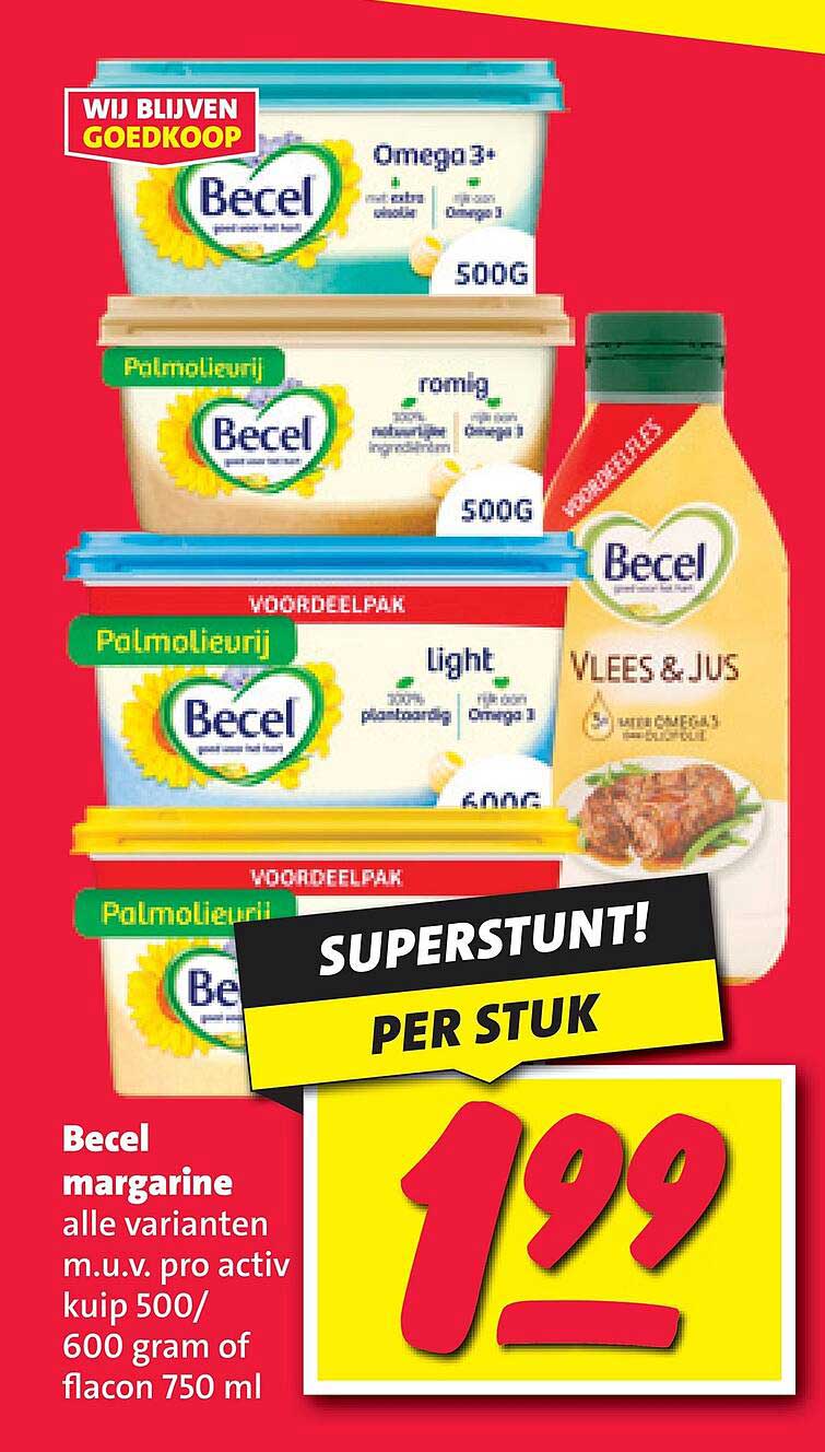 Becel margarine alle varianten m.u.v. pro activ kuip 500/ 600 gram of flacon 750 ml