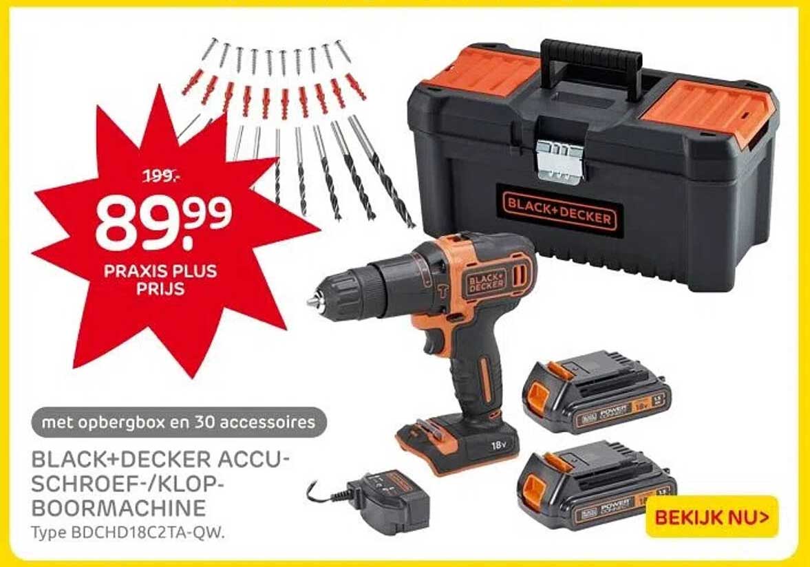 BLACK+DECKER ACCU-SCHROEF-/KLOP-BOORMACHINE Type BDCHD18C2TA-QW.