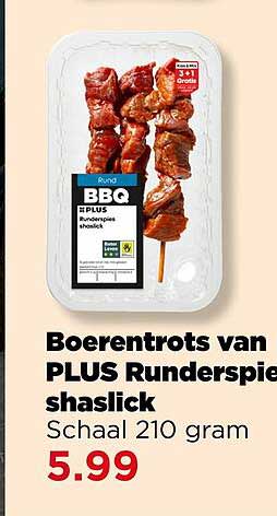 Boerendrots van PLUS Runderspie shaslick