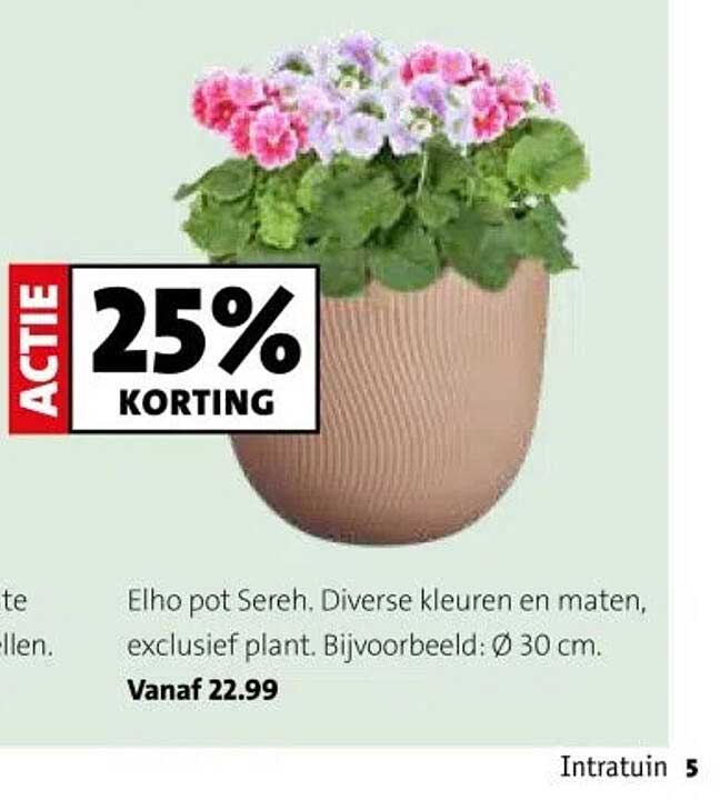 Elho pot Sereh. Diverse kleuren en maten, exclusief plant. Bijvoorbeeld: Ø 30 cm.