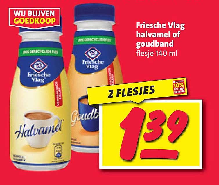 Friesche Vlag halvarmel of goudband flesje 140 ml