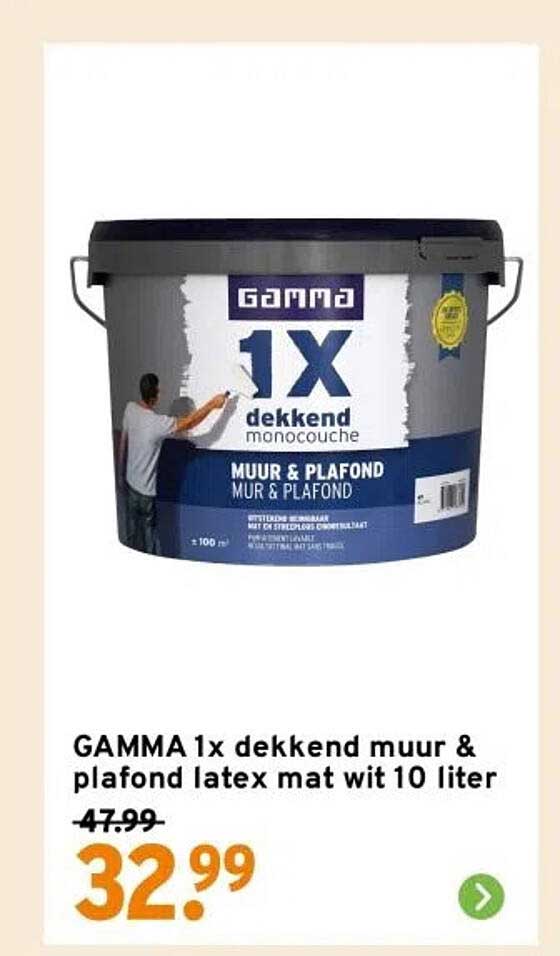 GAMMA 1x dekkend muur & plafond latex mat wit 10 liter