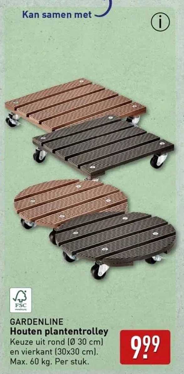 GARDENLINE Houten plantentrolley