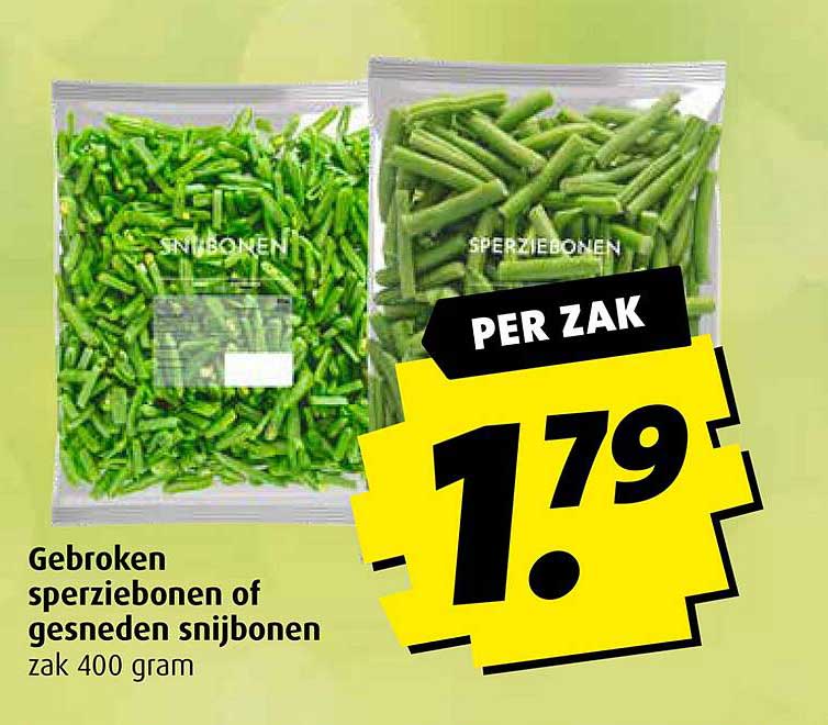 Gebroken sperziebonen of gesneden snijbonen