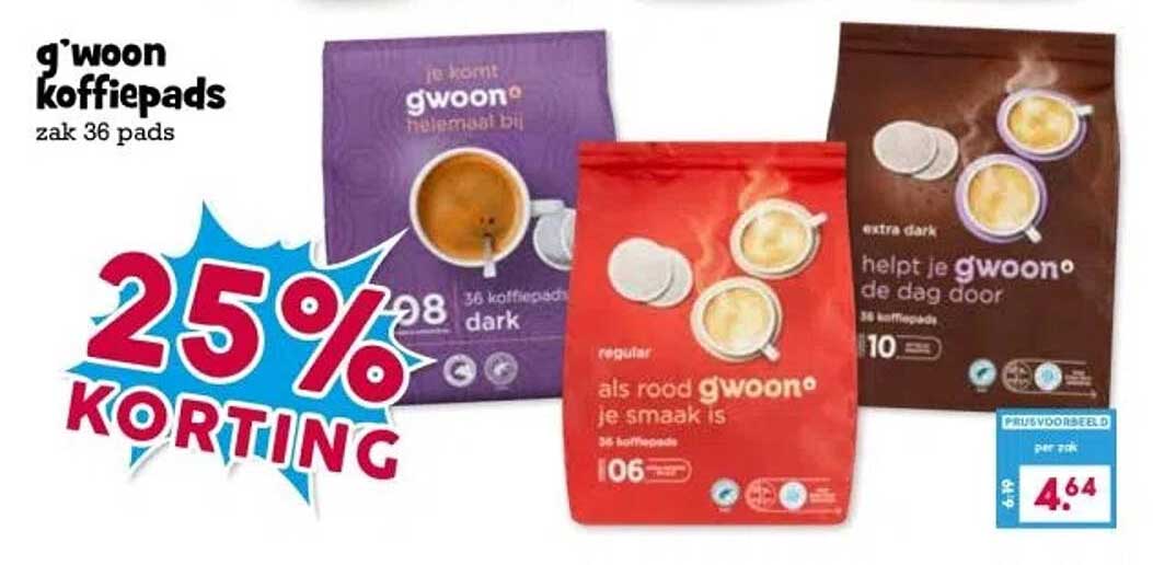 g'woon koffiepads zak 36 pads