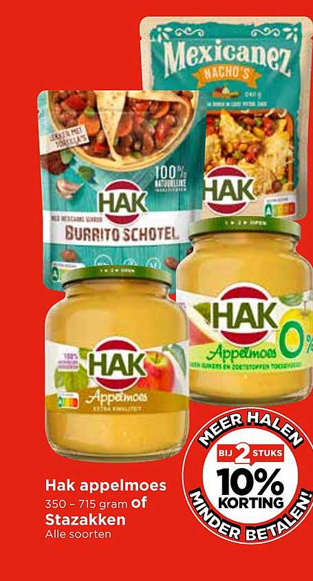 Hak appelmoes 350 - 715 gram of Stazakken Alle soorten