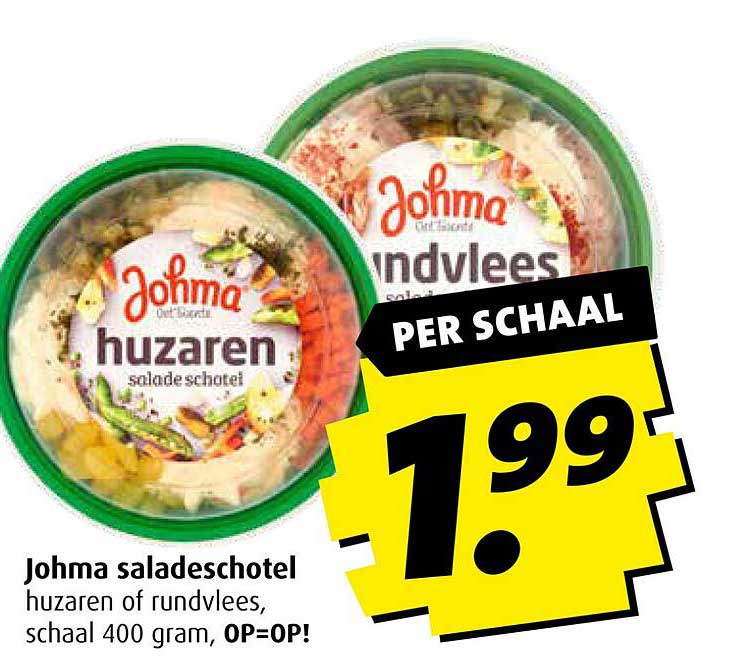 Johma saladeschotel huzaren of rundvlees, schaal 400 gram, OP=OP!