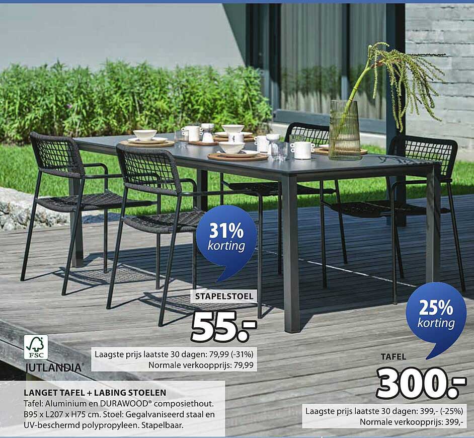 LANGET TAFEL + LABING STOELEN
