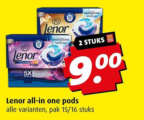 Lenor all-in one pods alle varianten, pak 15/16 stuks