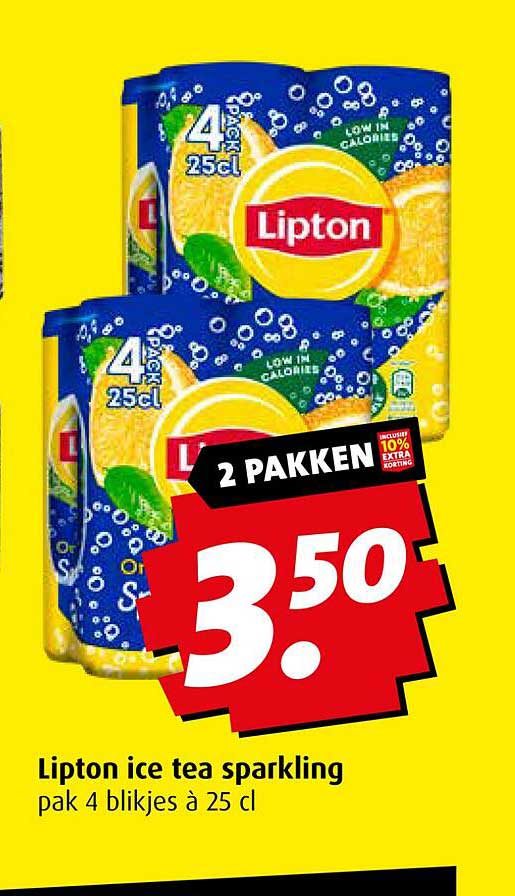Lipton ice tea sparkling pak 4 blikjes à 25 cl