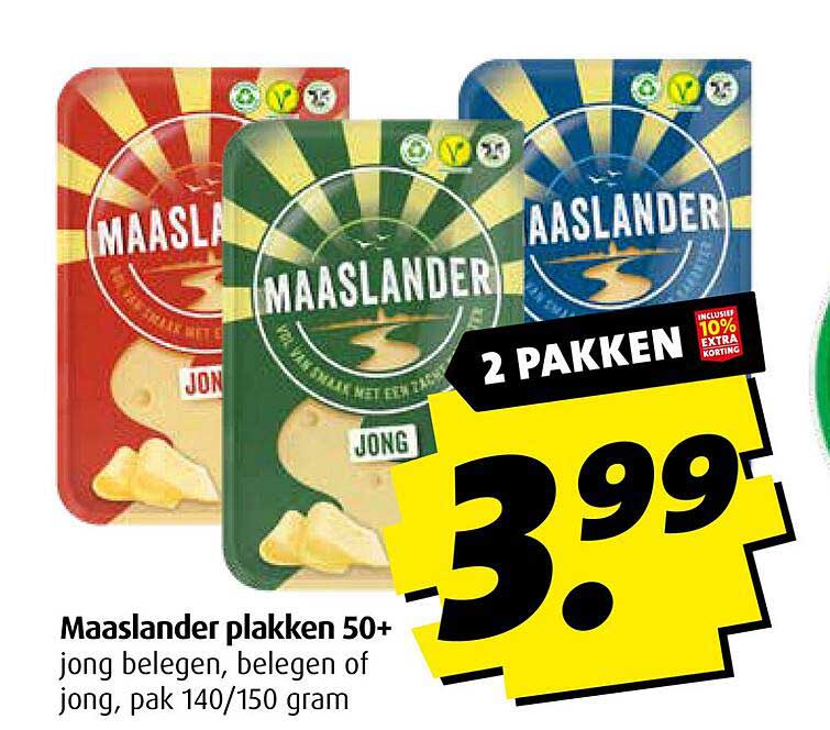 Maaslander plakken 50+ jong belegen, belegen of jong, pak 140/150 gram