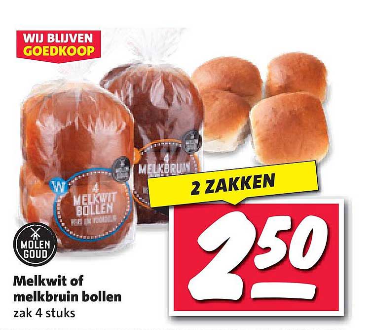 Melkwit of melkbruin bollen zak 4 stuks