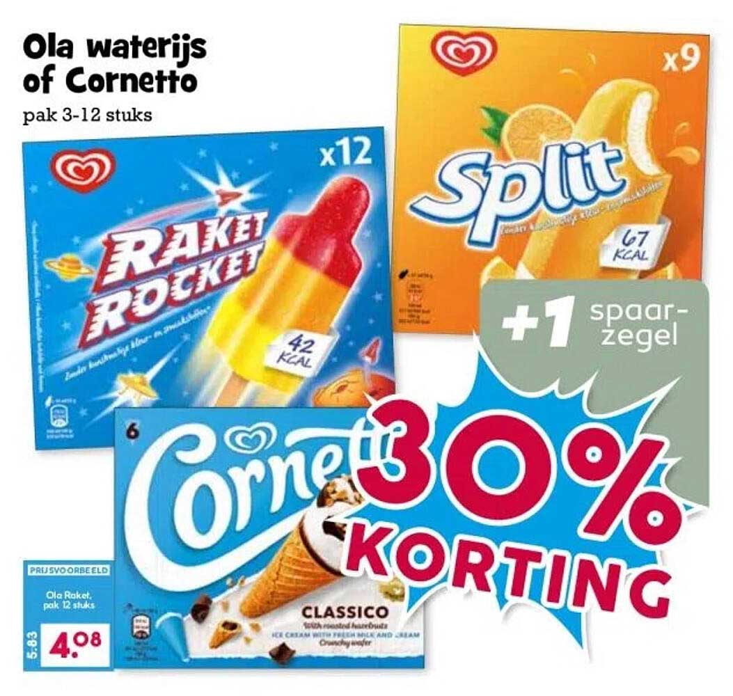 Ola waterijs of Cornetto pak 3-12 stuks