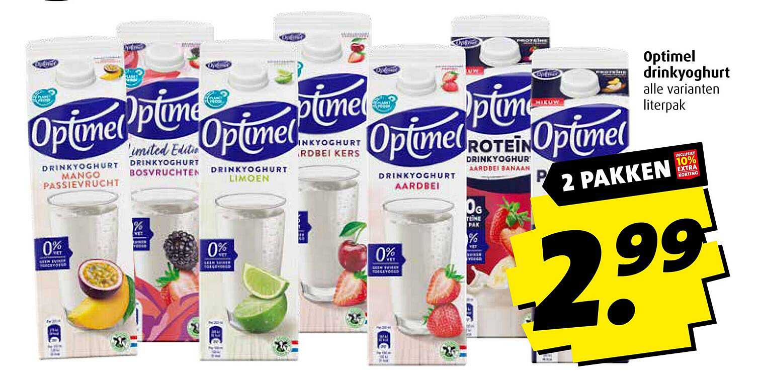 Optimel drinkyoghurt alle varianten literpak