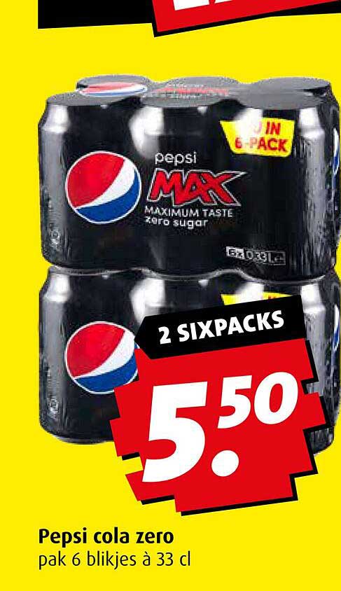 Pepsi cola zero pak 6 blikjes à 33 cl