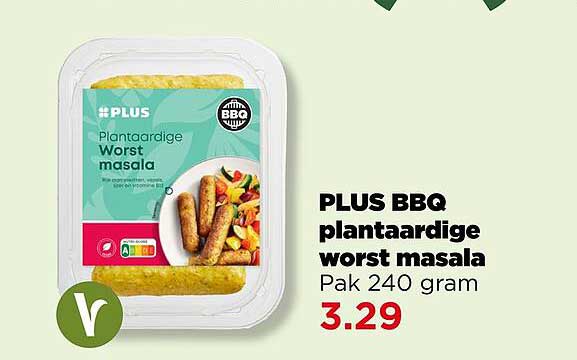 PLUS BBQ plantaardige worst masala Pak 240 gram