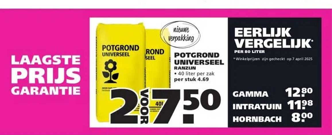 Potgrond Universeel Ranzijn - 40 liter per zak voor 7,50