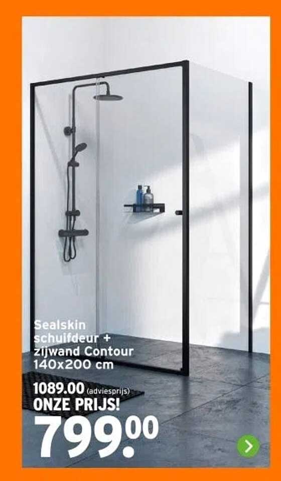 Sealskin schuifdeur + zijwand Contour 140x200 cm