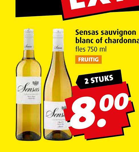 Sensas sauvignon blanc of chardonnay fles 750 ml