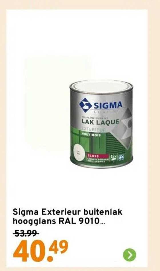 Sigma Exterieur buitenlak hoogglans RAL 9010...