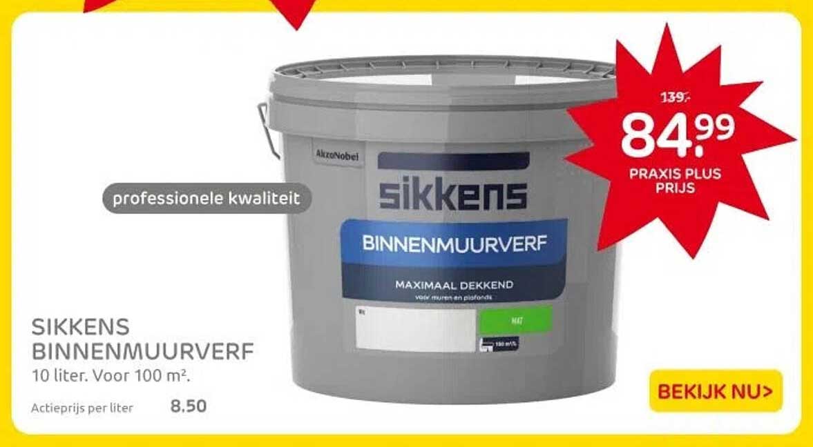 SIKKENS BINNENMUURVERF 10 liter. Voor 100 m².