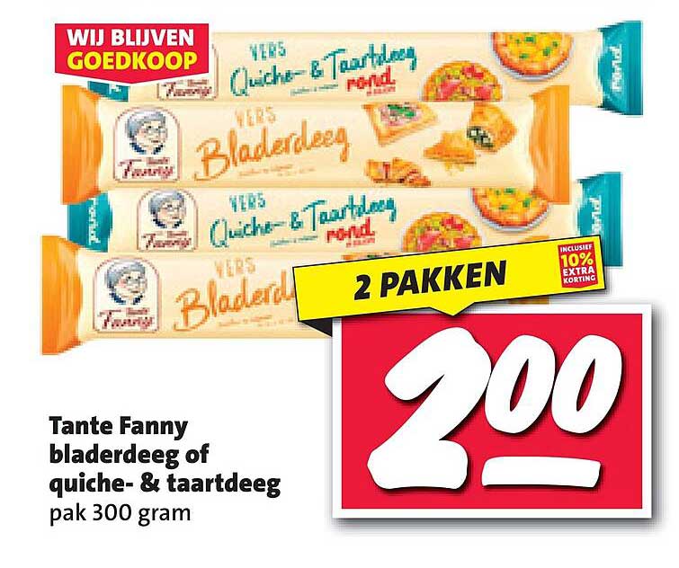 Tante Fanny bladerdeeg of quiche- & taartdeeg pak 300 gram