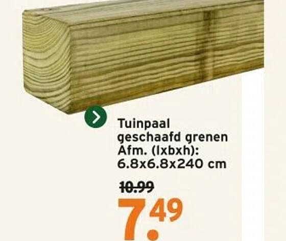 Tuinpaal geschaaft groen Afm. (lxh): 6.8x6.8x240 cm