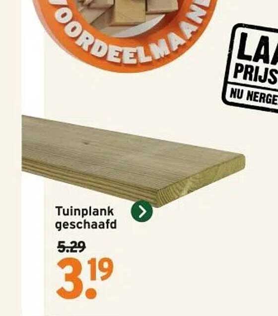 Tuinplank geschaafd