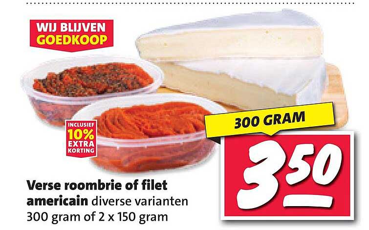 Verse roombrie of filet americain diverse varianten 300 gram