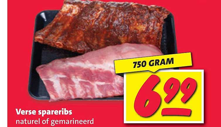 Verse spareribs naturel of gemarineerd