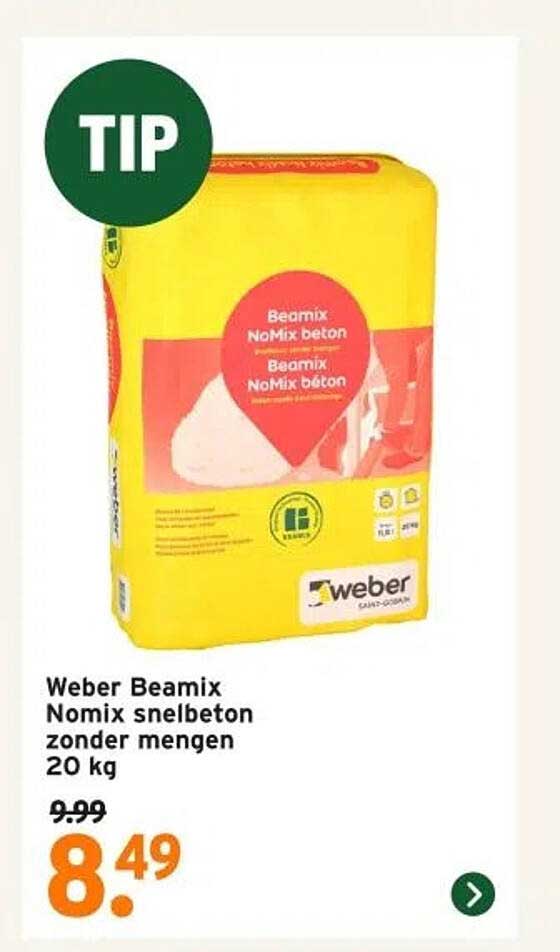 Weber Beamix Nomix snelbeton zonder mengen 20 kg