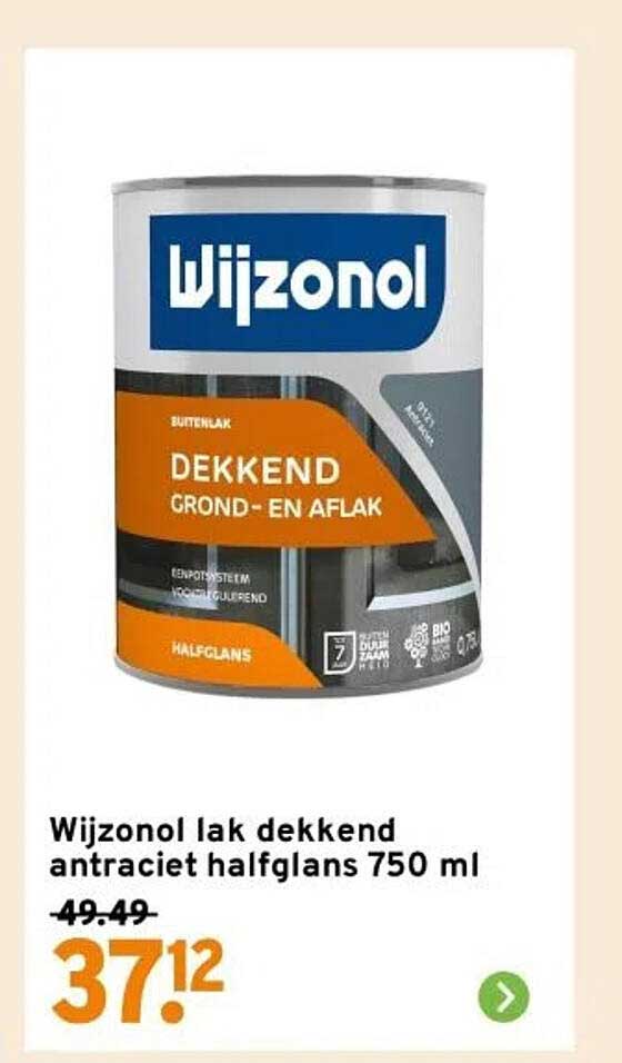 Wijzonol lak dekkend antraciet halfglans 750 ml