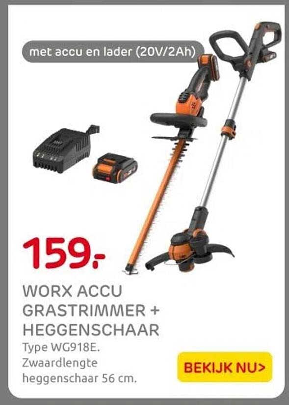 WORX ACCU GRASTRIMMER + HEGGENSCHAAR